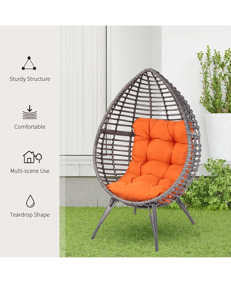 Outsunny Outdoor Indoor, Teardrop Egg Chair, Cushion, Plastic Rat,