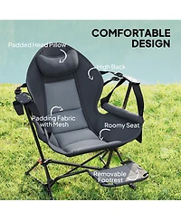 Outsunny Hammock Camping Chair Set of 2 with Adjustable Back, Dark