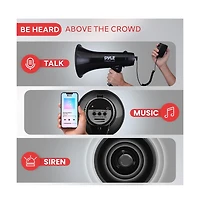 Pyle Megaphone Bullhorn with Aux Input for MP3/Music, Automatic Siren, 40 Watt