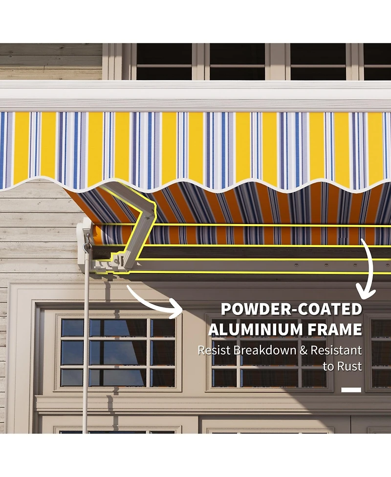 Outsunny 8' x 6.6' Patio Retractable Awning, Manual Sun Shade, Mixed