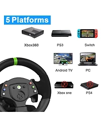 Nbcp Xbox 360 Gaming Racing Steering Wheel with Pedals & Paddle Shifters – 180° Rotation, Adjustable Height & Tilt – Compatible wit