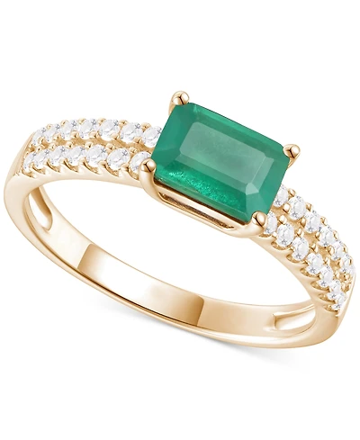 Ruby (1 ct. t.w.) & Diamond (1/4 Double Row Ring 14k Gold (Also Emerald Sapphire)
