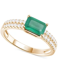 Ruby (1 ct. t.w.) & Diamond (1/4 Double Row Ring 14k Gold (Also Emerald Sapphire)