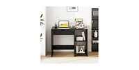 Mecale Space Saving Computer Desk with Hidden Compartment and Open Storage Shelves