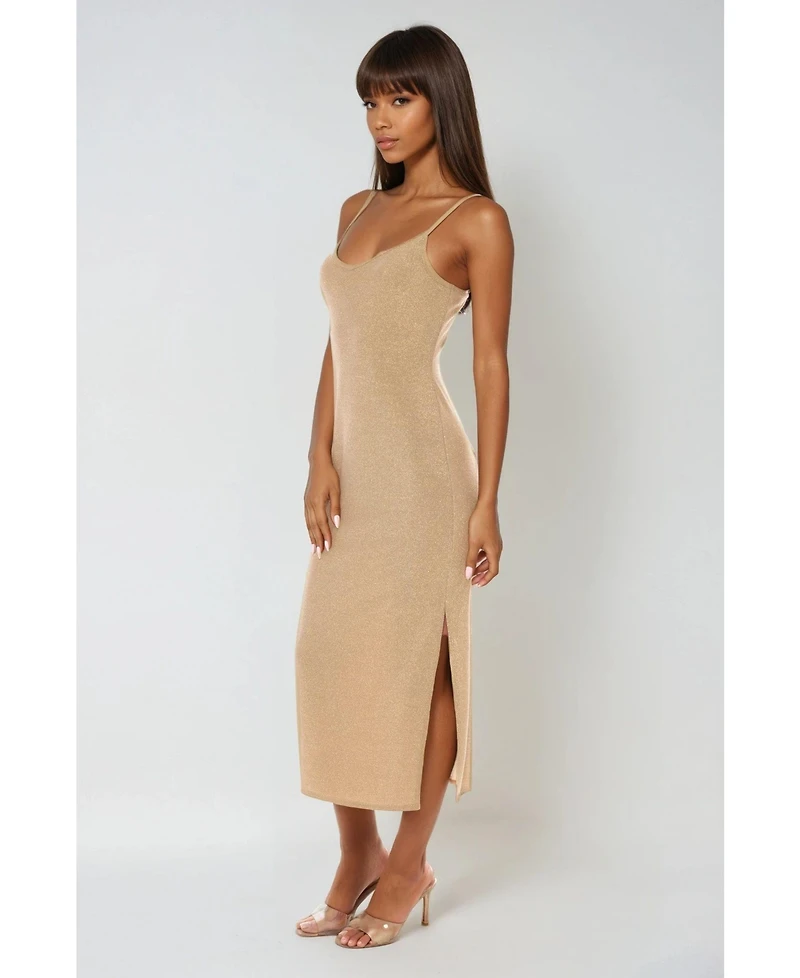Bebe Women's Milan Metallic Bodycon Maxi Dress