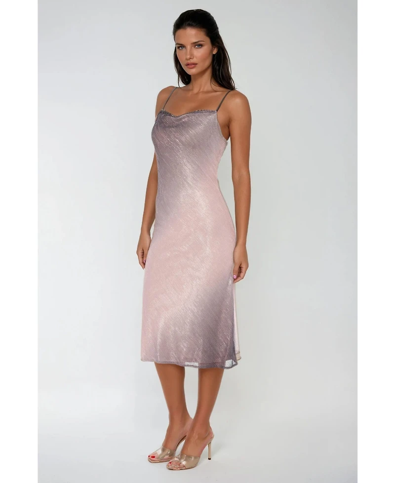 Bebe Women's Ombre Pleat Cowl Midi Dress
