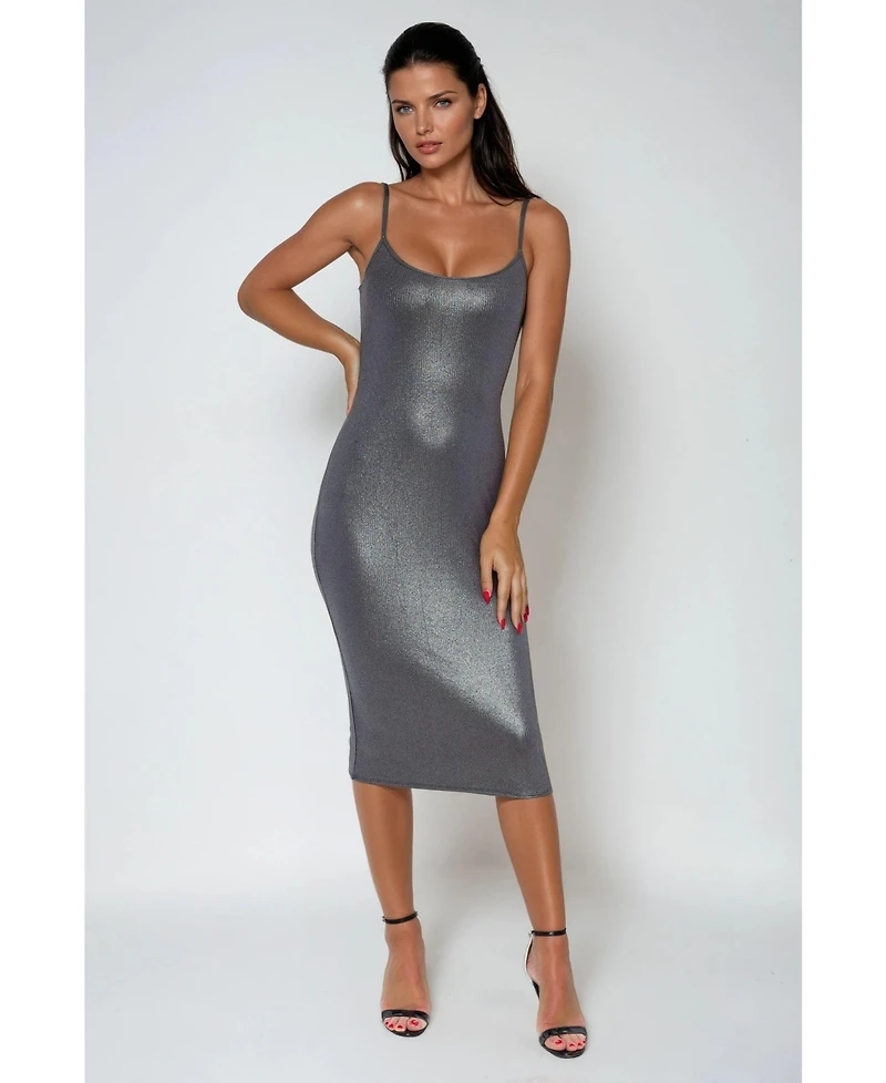 Bebe Women's Foil Rib Midi Dress