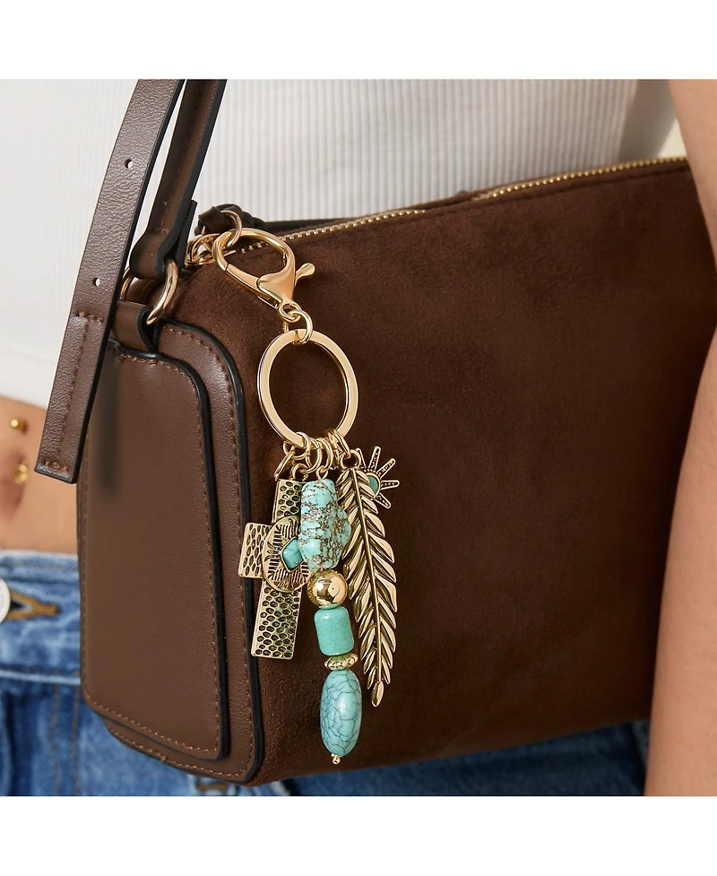 Jessica Simpson Turquoise Bead Keychain with Charms