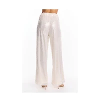 The Noli Shop Womens Alba Sequin Pant - Pearl