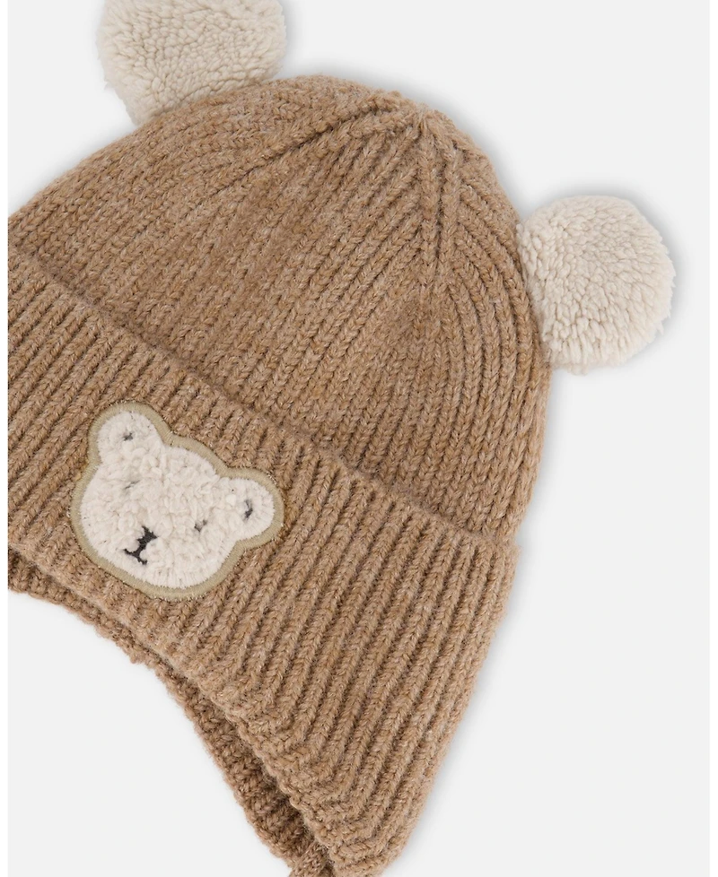 Deux par Baby Unisex Lined Winter Knit Hat with Ear Flaps Brown - Baby|Toddler