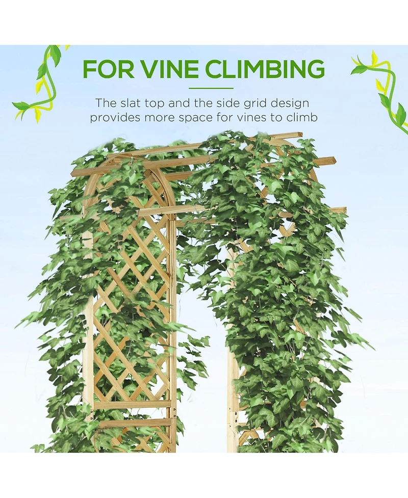 Outsunny 7.5' Garden Arbor Arch Trellis w/ Planters, Great for Wedding