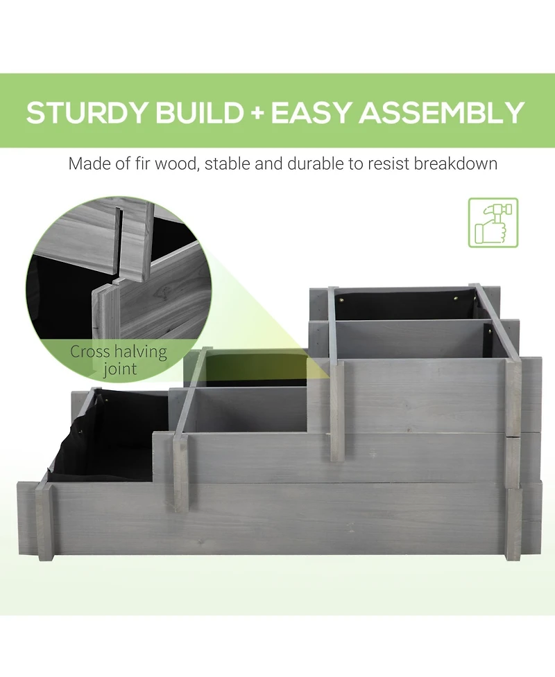 Outsunny 3 Tier Raised Garden Bed for Vegetables,