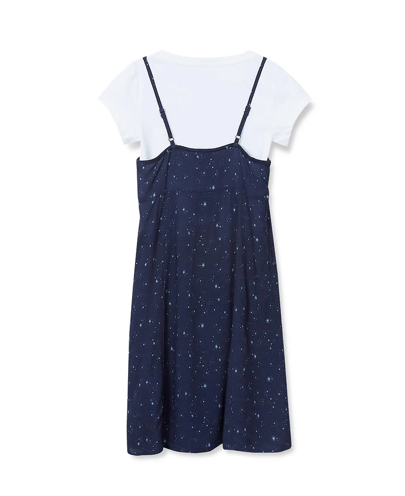 Lands' End Girls Slip Dress with Short Sleeve Tee