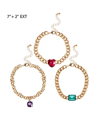 Jessica Simpson 3-Piece Chunky Gemstone Chain Bracelet Set