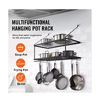 Wall-Mounted Pot Rack with 12 S-Hooks, Holds 55 lb for Cookware and Utensils