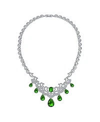 Bling Jewelry Art Deco Jewelry Set Large Teardrop Cz V Collar Necklace and Earrings