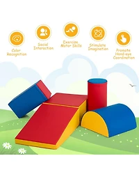 Gymax Toddler 5-Piece Climb and Crawl Activity Play Set Safe Foam Blocks Soft Climber