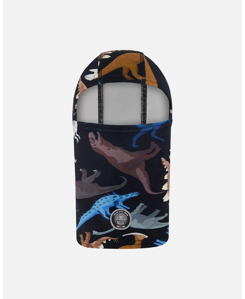 Deux par Boy Brushed Jersey Balaclava Black Dinosaur Print - Toddler|Child