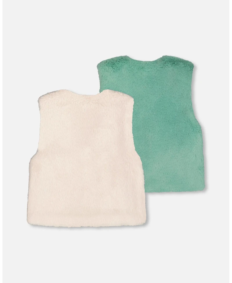 Deux par Big Girls Reversible Faux Fur Vest