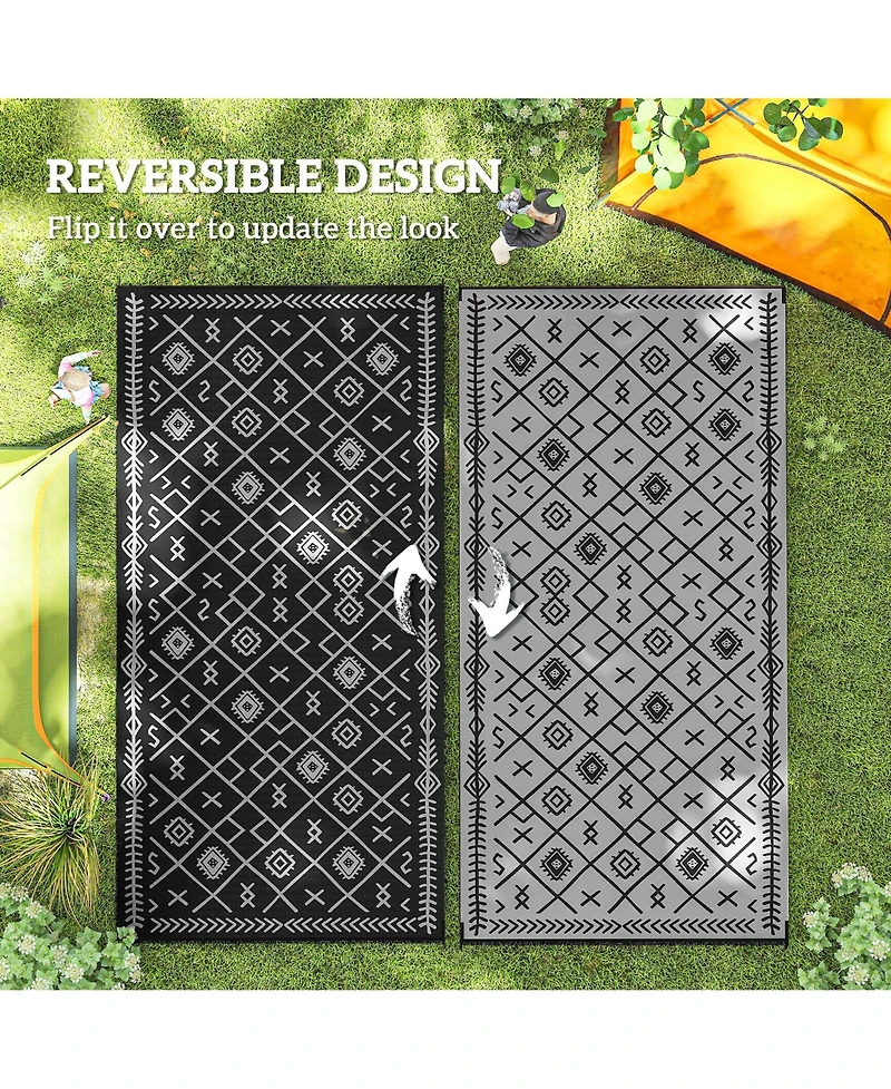 Outsunny Outdoor Rug, 9' x 18' Floor Mat, Rhombus