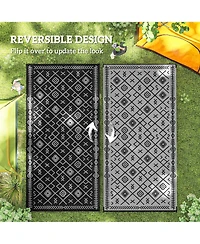 Outsunny Outdoor Rug, 9' x 18' Floor Mat, Rhombus