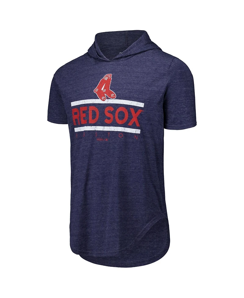 Majestic Threads Men's Navy Boston Red Sox Tri-Blend Hoodie T-Shirt