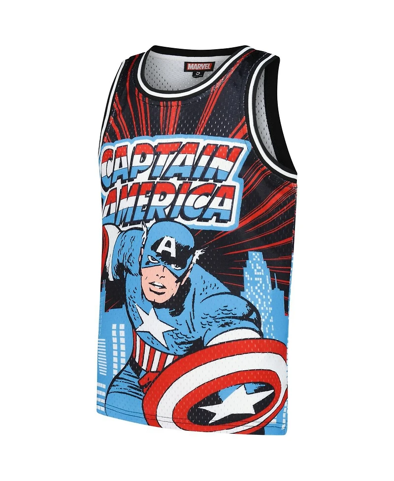 Lids Big Boys and Girls Black Captain America Print Mesh Fashion Jersey