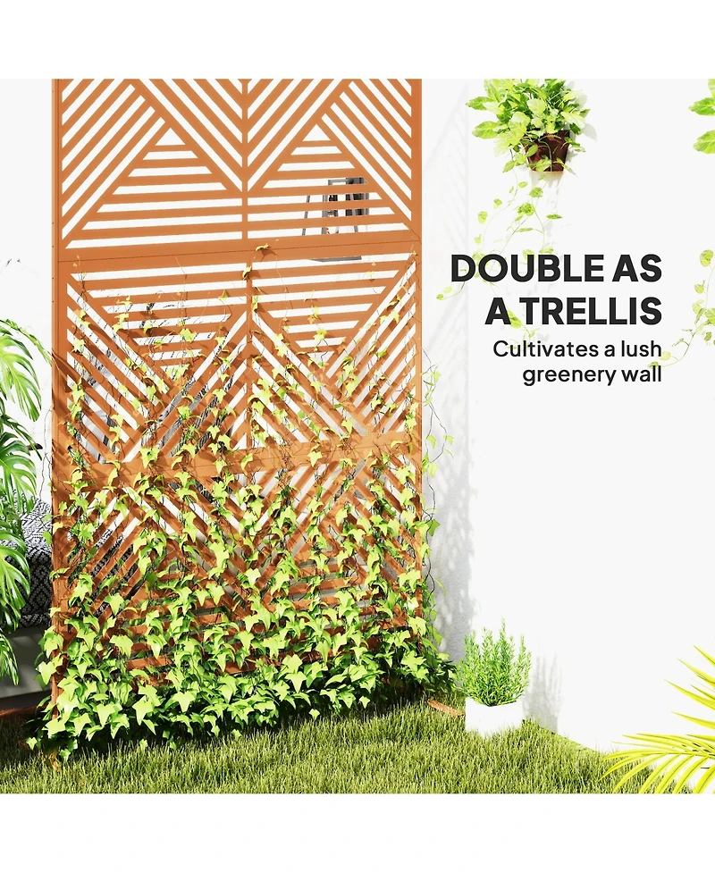 Outsunny Metal Outdoor Privacy Screen Outdoor Divider Trellis Rhombus