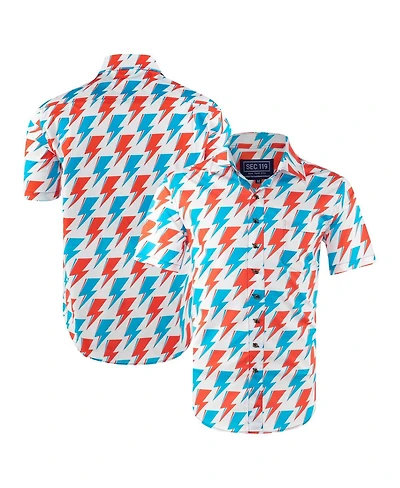 Section 119 Men's White David Bowie Red and Blue Bolt Button-Down Shirt