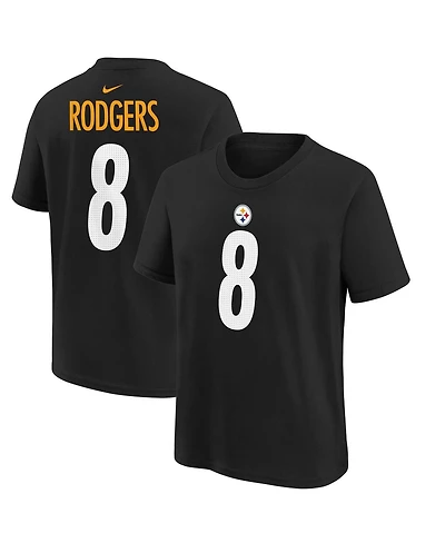 Outerstuff Big Boys and Girls Aaron Rodgers Black Pittsburgh Steelers Player Name Number T-Shirt