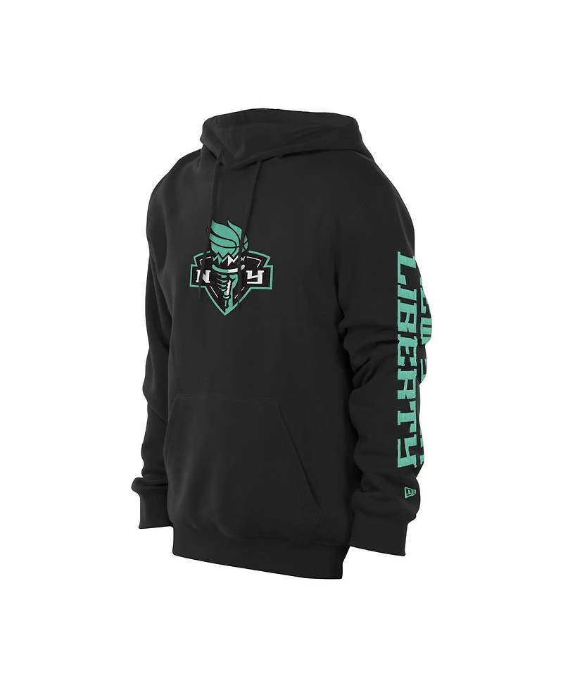 New Era Men's Black York Liberty Wordmark Premium Fleece Pullover Hoodie