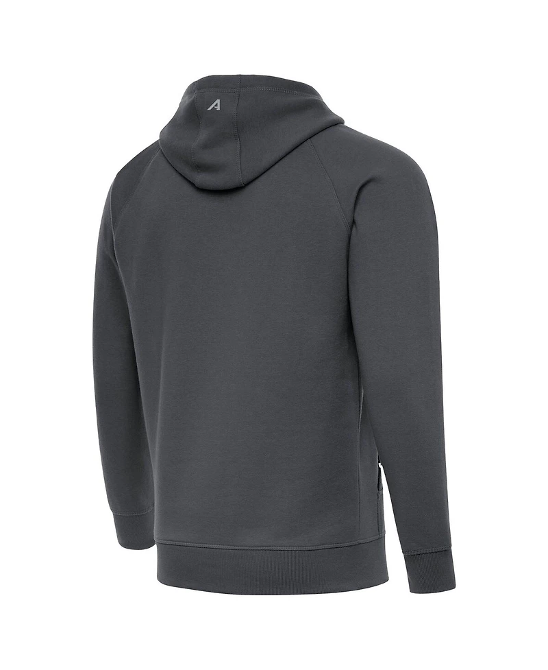 Antigua Men's Charcoal Miami Dolphins Brushed Carbon Victory Pullover Hoodie