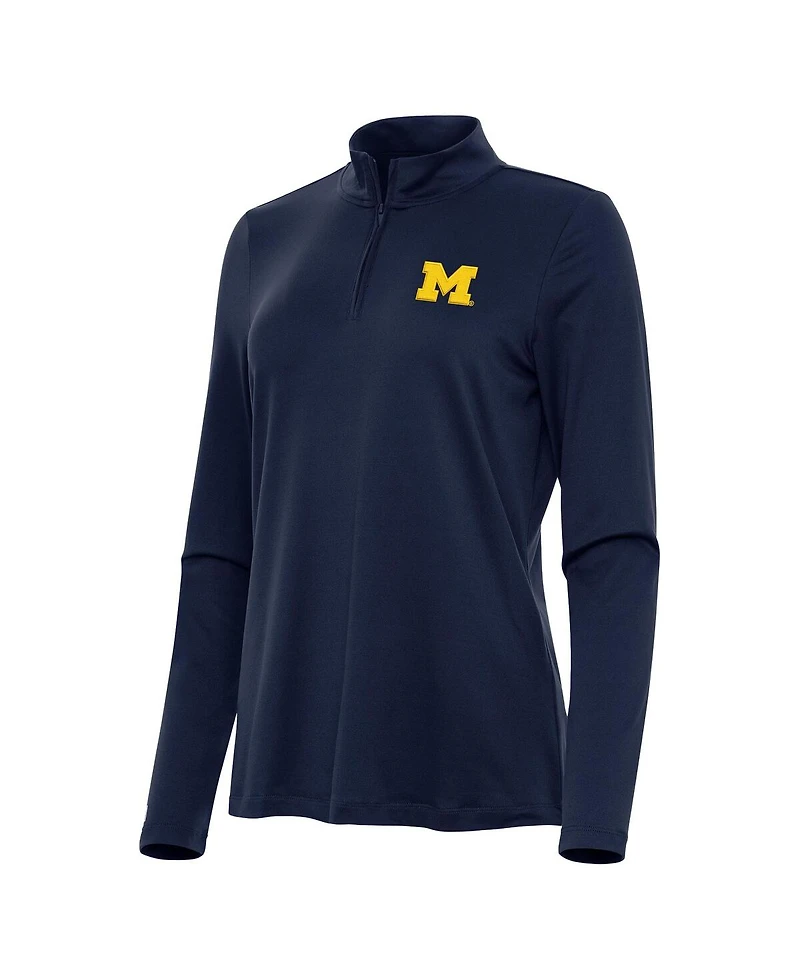 Antigua Women's Navy Michigan Wolverines Reprocess Quarter-Zip Sweatshirt