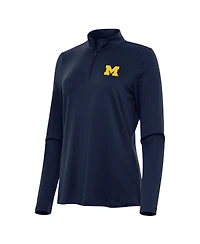 Antigua Women's Navy Michigan Wolverines Reprocess Quarter-Zip Sweatshirt