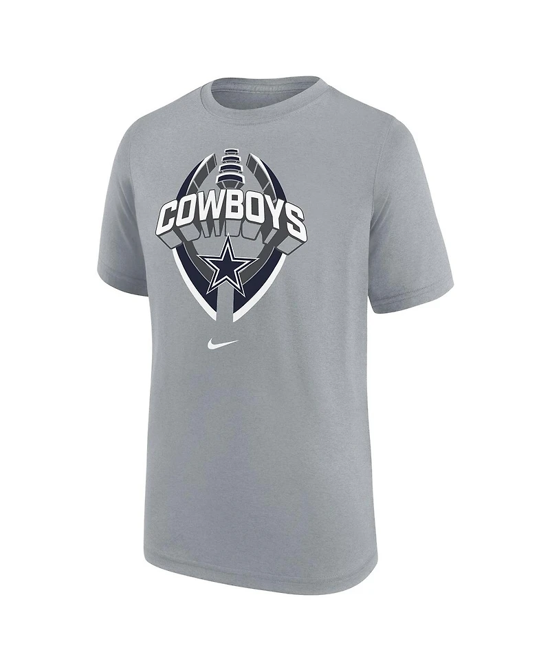Nike Big Boys and Girls Gray Dallas Cowboys Icon Legend T-Shirt