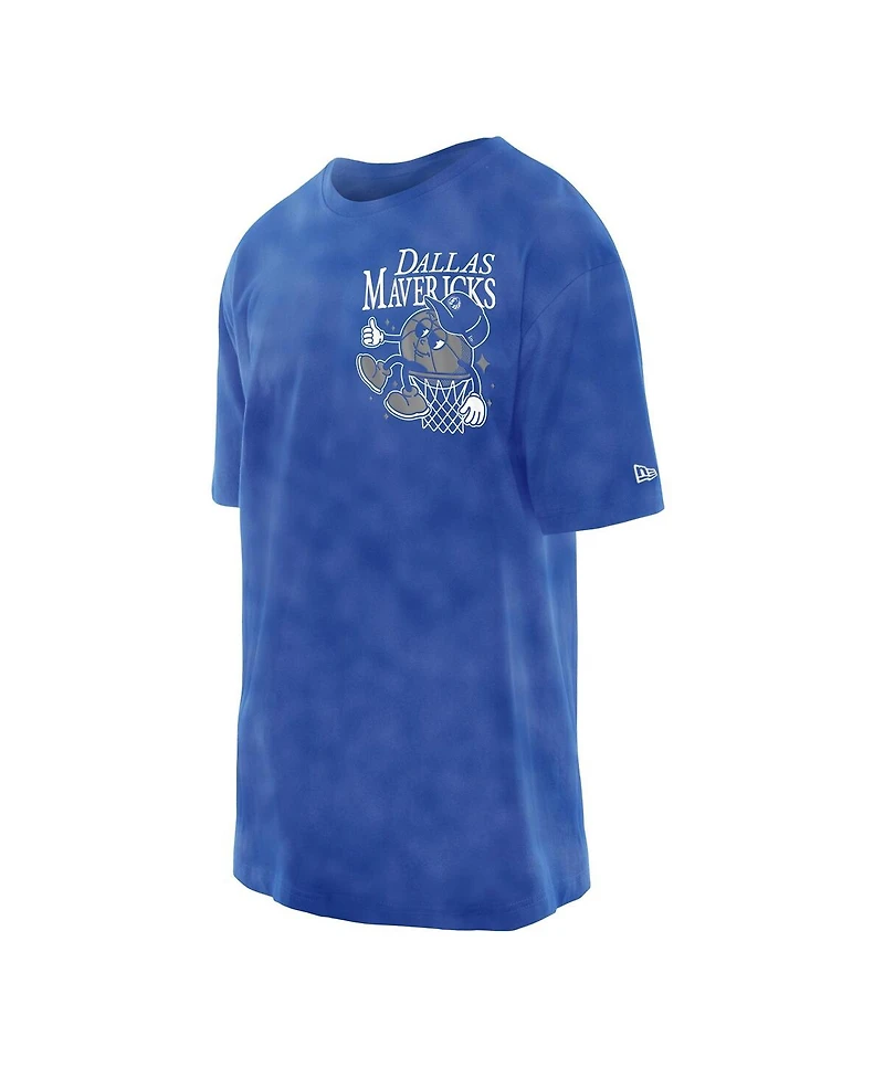 New Era Men's Blue Dallas Mavericks Old School Sport Enzyme Wash Oversized T-Shirt
