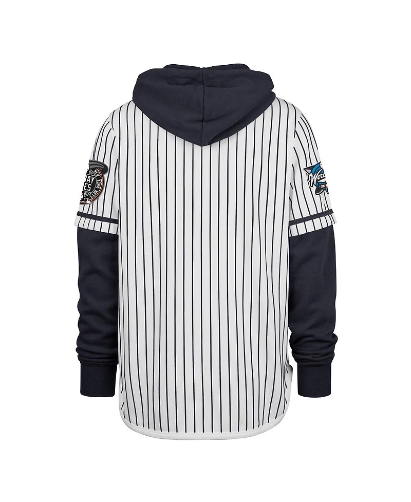 '47 Brand Men's White New York Yankees 2000 World Series Winning Stripes Shortstop Pullover Hoodie