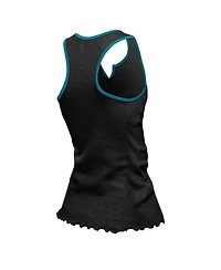 New Era Women's Black Jacksonville Jaguars Lettuce Hem Notch Neck Tri-Blend Tank Top