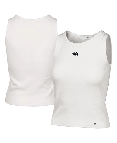 '47 Brand Women's Cream Penn State Nittany Lions Micro Logo Ribbed Cropped Tank Top