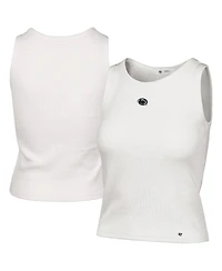 '47 Brand Women's Cream Penn State Nittany Lions Micro Logo Ribbed Cropped Tank Top