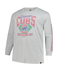 '47 Brand Men's Gray Chicago Cubs Big Tall Distressed Franklin Long Sleeve T-Shirt