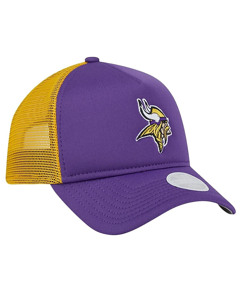 New Era Big Boys and Girls Purple Minnesota Vikings A-Frame 9FORTY Trucker Adjustable Hat