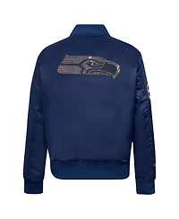 Pro Standard Women's College Navy Seattle Seahawks Jeweled Satin Full-Snap Jacket