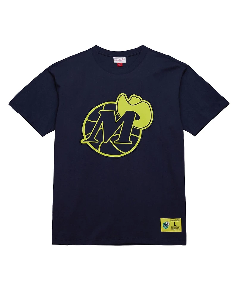 Mitchell & Ness Men's Navy Dallas Mavericks Hardwood Classics Neon Nights Premium T-Shirt