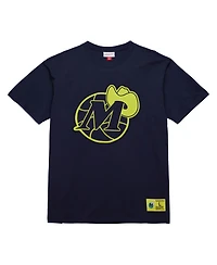 Mitchell & Ness Men's Navy Dallas Mavericks Hardwood Classics Neon Nights Premium T-Shirt