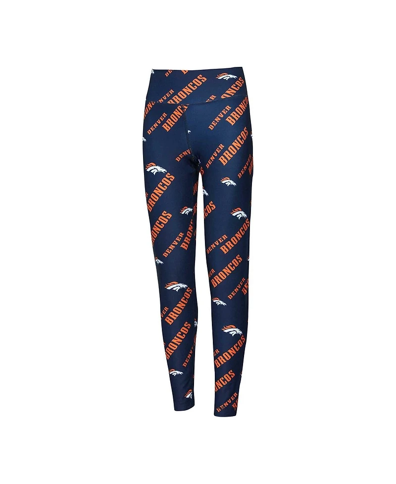 Concepts Sport Women's Navy Denver Broncos Breakthrough Allover Print Knit Sleep Leggings