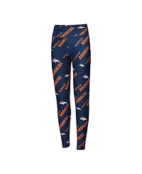 Concepts Sport Women's Navy Denver Broncos Breakthrough Allover Print Knit Sleep Leggings