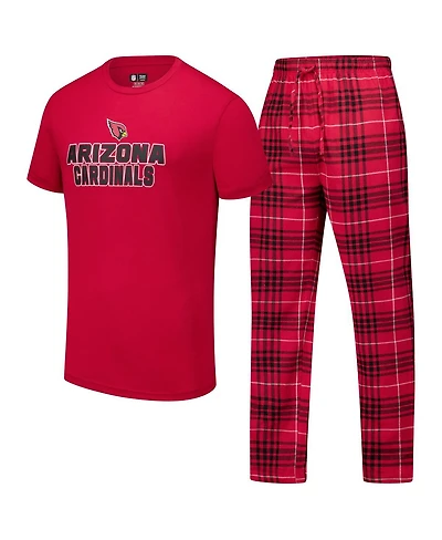 Concepts Sport Men's 2-Piece Cardinal/Black Arizona Cardinals Vector Top and Flannel Pants Sleep Set