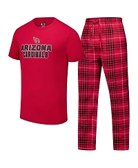 Concepts Sport Men's 2-Piece Cardinal/Black Arizona Cardinals Vector Top and Flannel Pants Sleep Set