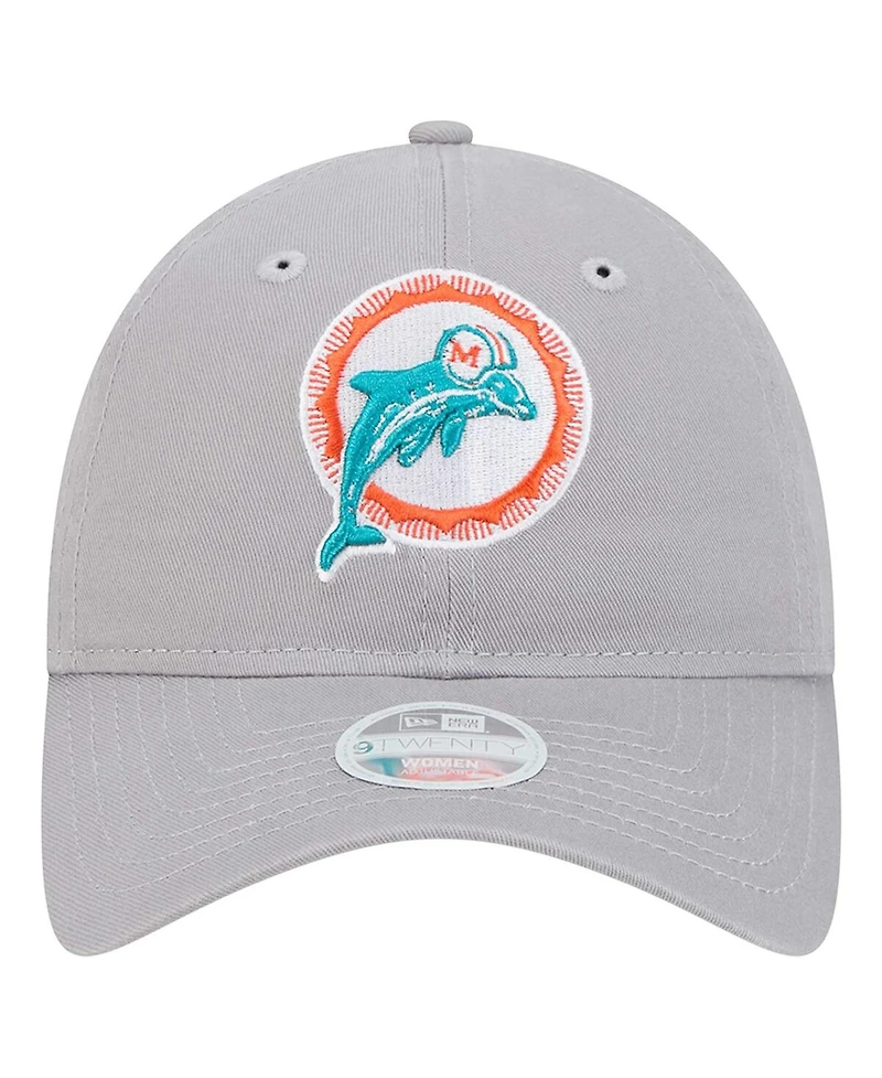 New Era Women's Gray Miami Dolphins Throwback 9TWENTY Adjustable Hat